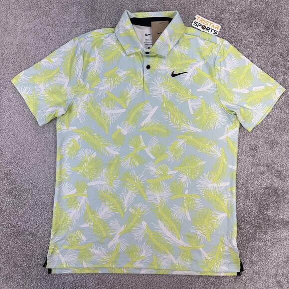 Nike Polo Shirt Mens Medium Dri-FIT Golf Performance Leaf Print FQ402-736 - Picture 2 of 9